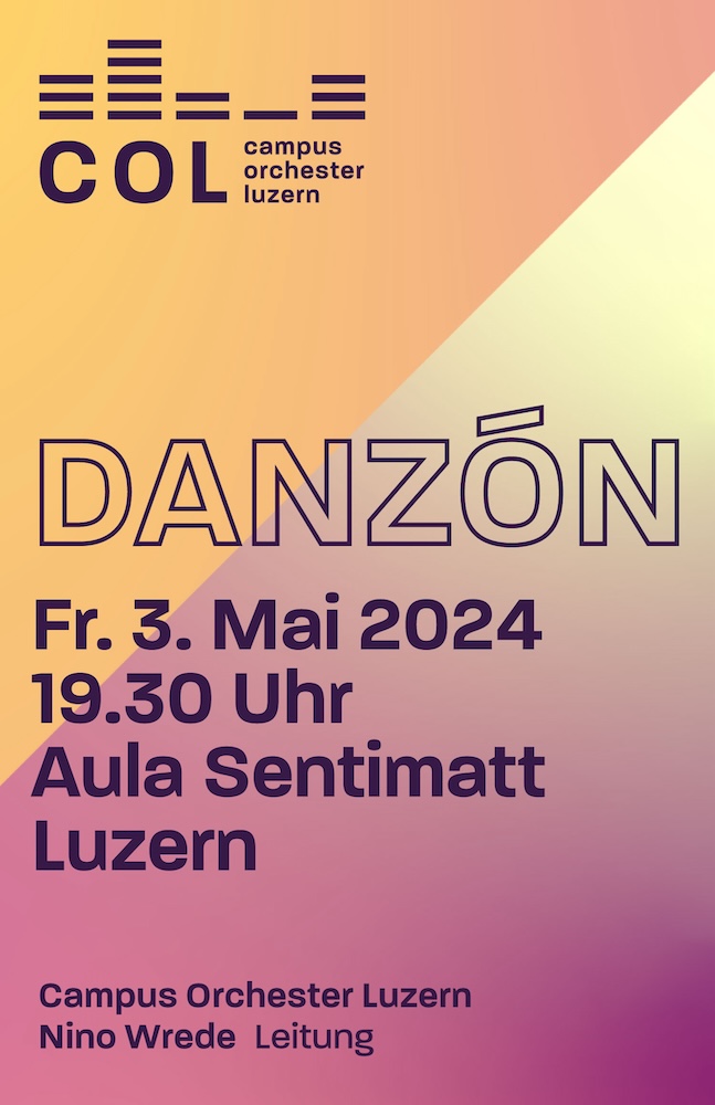 Flyer des Campus Orchesters Luzern für das Konzert Danzón im Frühlingssemester 2024