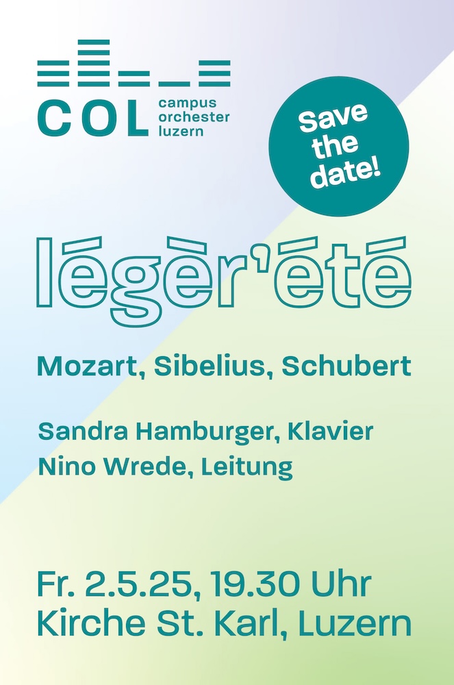 Flyer für das Konzert légèr'été im Frühlingssemester 2025 des Campus Orchesters Luzern