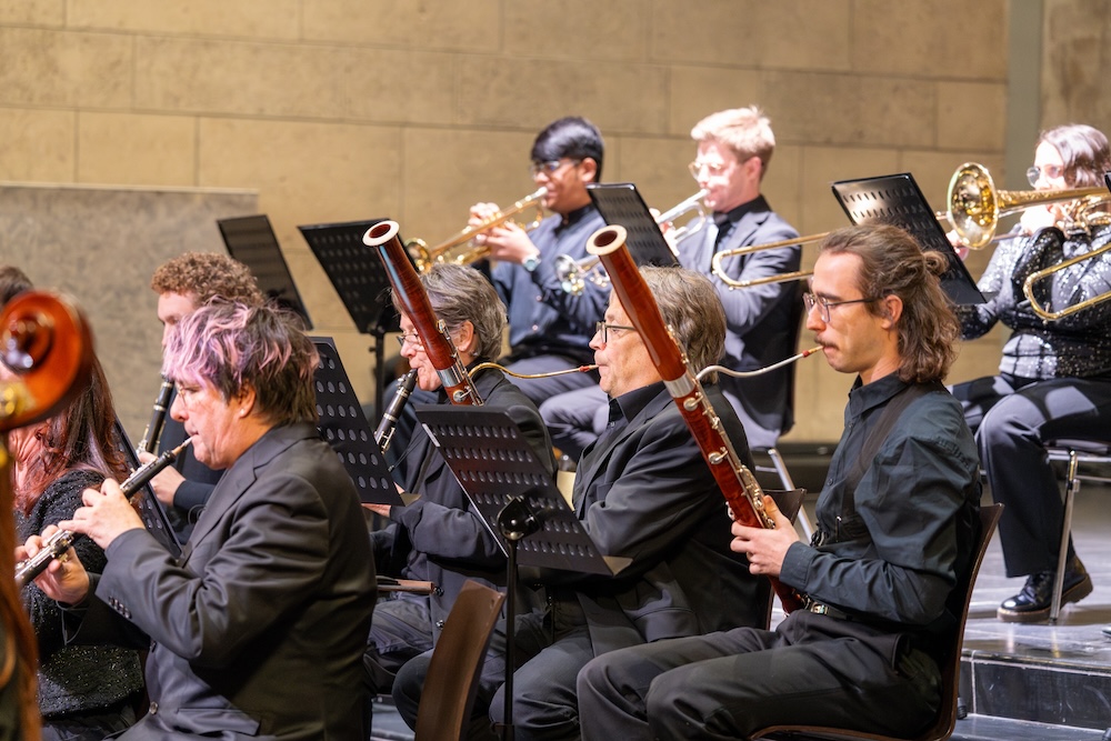 Die Holzbläser:innen des Campus Orchesters Luzern am Jubiläumskonzert im MaiHof.
